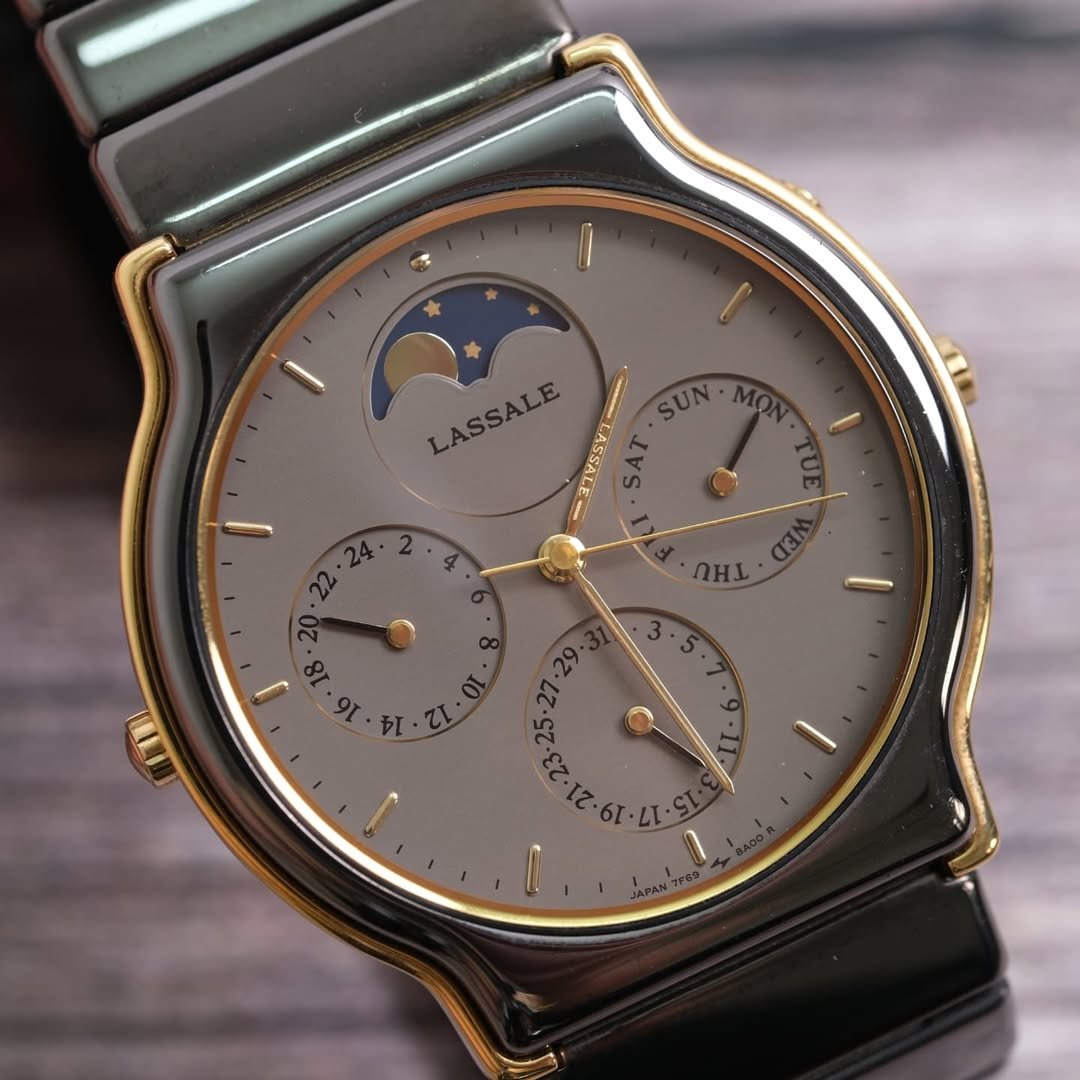 Hattori Seiko Lassale 7F69 – 8A00 Moonphase limited edition from September 1991